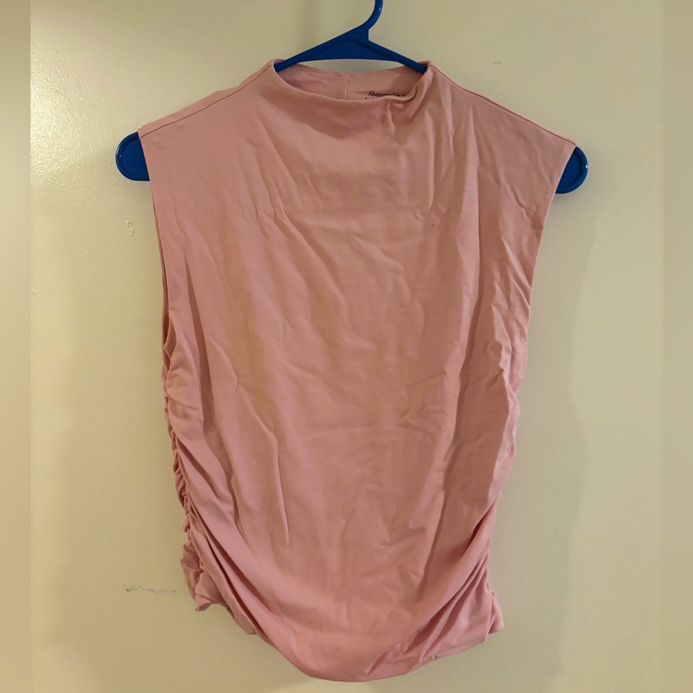 Abercrombie & Fitch Pink Ruched Muscle Tee